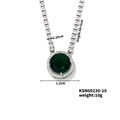 Collana tennis di lusso in rame con pendente rotondo in zircone verde finitura argento - Verde