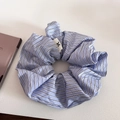 Chique blauw gestreepte stoffen scrunchie voor dames in een hoogwaardig 45 graden stilstaand - 4# Lichtblauw Haargummi / Lichtblauw Haarelastiek