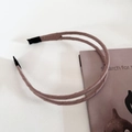 Detail of double-layer satin headband in dusty pink with protective black tips on white surface - 4# Light Coffee