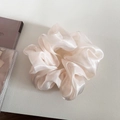 Primer plano de coletero de organza plisada champán con un suave brillo nacarado fino - Beige