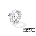 Silberner Eternity-Ring mit rechteckigen Zirkonia-Steinen und Größenangaben im Detail - Größe 8 / Weiß mit weißen Strasssteinen