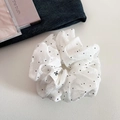 Coletero blanco con lunares negros de estilo francés y etiqueta de lazo en tela suave - Blanco