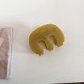 Detailed view of an olive green jelly translucent hair claw clip on a white background - Fat M Style - Green