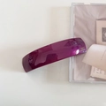 Detailed macro view of the glossy purple acetate hair clip with France Handmade gold lettering - Grape Purple