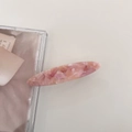 Detail of oval acetate hair clip with pink marble texture on a minimalist background - 8# Cherry Pink Pattern