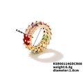 Vergoldeter Ring mit bunten Zirkonia-Steinen in Rot, Rosa, Violett und Grün Tönen - Innendurchmesser 1,8 cm