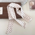 Pañuelo de seda estrecho vintage con lunares en crema y marrón y diadema para mujer - 3#Beige