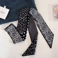 Vintage paisley and polka dot skinny silk scarf in classic black and white contrast - Polka Dot Paisley