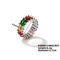 Bunter Ring mit Zirkonias im Marquise-Schliff und silbernem Finish in Regenbogenfarben - Innendurchmesser 1.7cm / Silber Bunter Stil (KSR00114WGCR07)