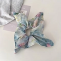 Chouchou fleuri vintage élégant avec détail nœud en tissu mousseline bleu clair - Style Nœud à Petites Fleurs (1# Vert) / 1# Vert