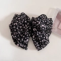 Romantic floral chiffon bow hair claw with vintage pink blossoms on black fabric - 1# Black Floral - Large Bow