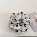 Elastico scrunchie gigante bianco a pois neri con delicate cuciture bianche sui bordi - 1# Bianco Perla Conchiglia