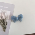Blue marble acetate butterfly hair clip with rhinestones and gold lettering on white base - 2# Blue