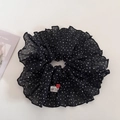 Coletero negro de lunares con volantes, detalle de corazón y etiqueta artesanal - Negro