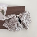 Pince à cheveux avec nœud en mousseline et motif floral vintage sur fond blanc élégant - 1# Beige Floral