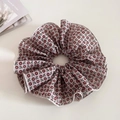 Vintage floral scrunchie with red flower patterns and delicate white ruffled edges - Red Floral (Wide Skirt Style)