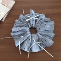 Elegante elastico per capelli celeste a pois con fiocchi bianchi per coda di cavallo - Blu Grigio