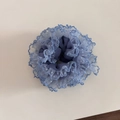Macro detail of blue lace scrunchie with white polka dots and elegant ruffled texture - 1# Blue