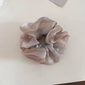 Elegant ink-wash gradient organza scrunchie with soft pearlescent shimmer for women - Golden Green
