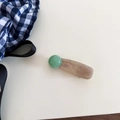 Detail of vintage style hair clip with green marble bead and amber ink wash pattern - 5# Clear Green - Semicircle