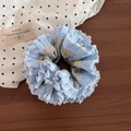 Coletero floral de doble capa con pliegues azul claro y borde de encaje blanco - Coletero Plisado Azul