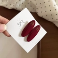 Close-up of deep red oval acetate hair clips with gold France Handmade lettering - 1#Red