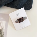 Rectangle tortoiseshell acetate hair clip with silver brushed metal duckbill base - 2# Tortoiseshell