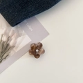 Detail of flower hair claw clip in amber brown acetate with a sparkling center rhinestone - 5# Coffee
