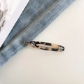 Detail of tortoise shell acetate hair clip with rhinestones and gold lettering on denim - 8# Light Tortoiseshell