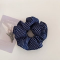 Navy blue oversized scrunchie with white polka dots on a minimalist background - 1# Navy Polka Dot Scrunchie