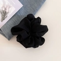 Detailopname van zwarte geplooide transparante chiffon haarelastiek met textuur - 4# Zwart