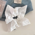 Elegante elastico per capelli con ricamo floreale bianco e pieghe in tessuto morbido - Stile Ricamo Sciarpa Quadrata