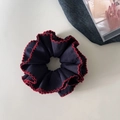 Elastico scrunchie blu scuro con cuciture rosse a contrasto per acconciature eleganti - 1# Stile Vita Sottile Blu Marino