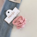Detailed view of pink elastic hair band with bow decoration in retail packaging - 3 Pieces Set / 6# Light Pink