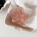 Elegante pinza para el pelo con flor rosa y acabado de resina para peinados de estilo francés - Rosa