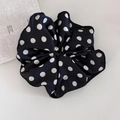 Coletero retro francés de gran tamaño con lunares negros en seda para peinados - Negro
