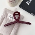 Elegant large burgundy hair claw clip for women on grey linen background with lifestyle props - Extra Large Cross Style