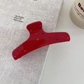 Gros plan d'une pince à cheveux en acétate rouge ornée de strass colorés et étincelants - Forme en I (5539989585100) / Rouge