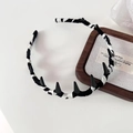 Striped black and white fabric headband with gothic black spikes detail - Black and White Leopard