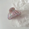 Detail of pink and blue acetate shell hair claw clip with marble texture on white background - Iridescent Blue Pink