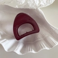 Deep red geometric hair claw clip on shell plate with minimalist glossy finish - Small Semi-circle Shape - Red