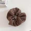 Elegant deep brown scrunchie in twill fabric for ponytail hairstyles and buns - Warm Coffee