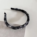 Serre-tête torsadé à carreaux avec strass style coréen pour femmes et filles - Style Écossais Torsadé / 2# Carreaux Noir Et Blanc