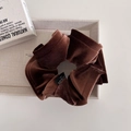 Premium velvet oversized scrunchie in dark brown with Blind for Love woven label - Coffee/Brown