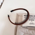 Detail view of the brown yarn-wrapped headband showing anti-slip inner plastic teeth - 5# Light Coffee