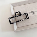 Pinza per capelli minimalista con motivo zebra bianco e nero e molla in metallo dorato - Stile Quadrato Motivo Zebra Nero