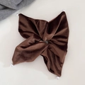 Elegant dark brown velvet hair scrunchie with pearls in a retro French style - Coffee/Brown