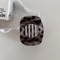Elegant tortoise shell patterned hair claw clip with a square cutout design - Rectangular Hollow Style / 2# Grey Tortoiseshell - Small