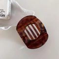 Elegant tortoiseshell brown hollow hair claw clip with large anti-slip teeth - Oval Hollow Style / 3# Dark Tortoiseshell - Large