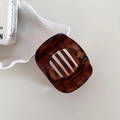 Retro tortoiseshell hair claw clip in rectangular hollow design for elegant hairstyling - Rectangular Hollow Style / 4# Dark Tortoiseshell - Small
